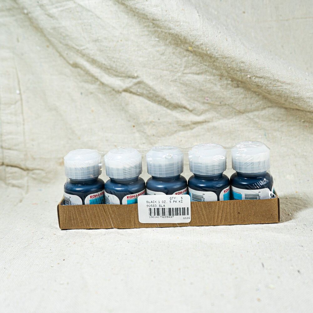 Koh-I-Noor Special Drawing Ink for Paper & Film - FIVE, 1 Oz. Bottles, Black